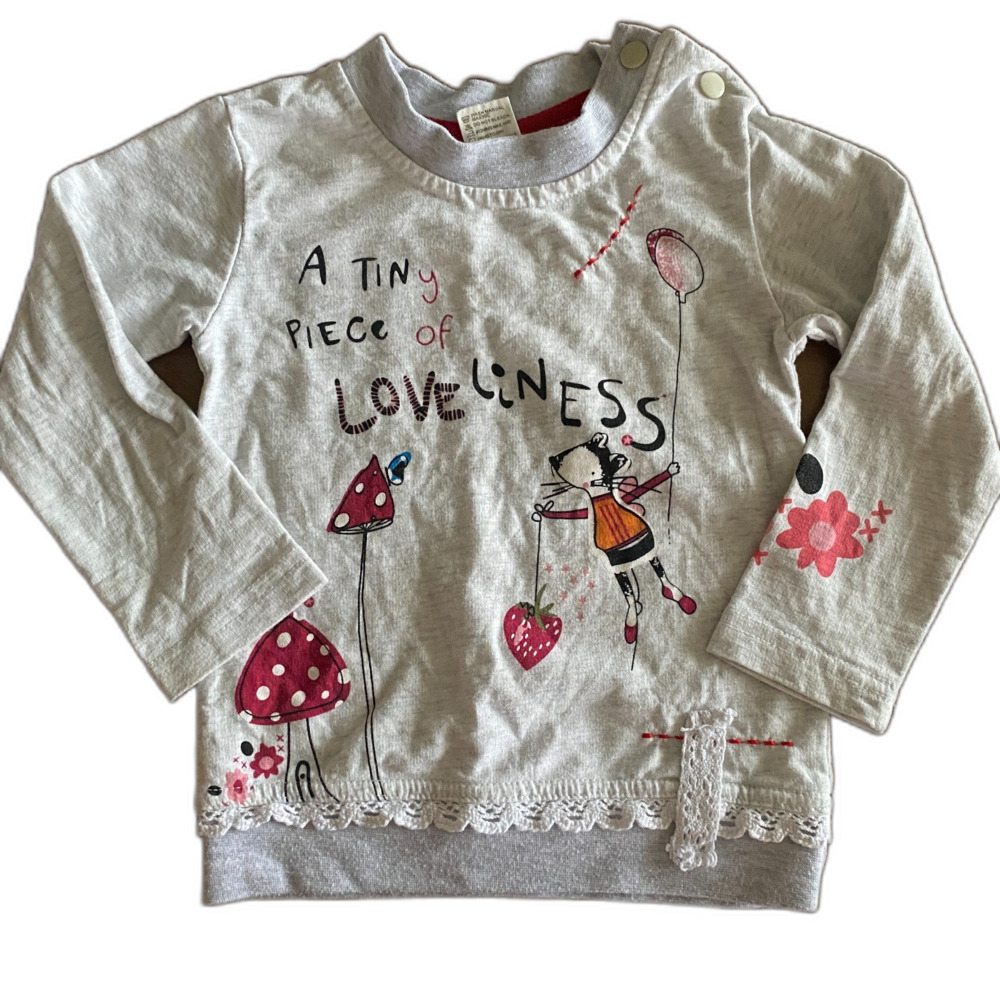 Kid Tales Gray Mouse & Mushroom Graphic Shirt Girls’ 3